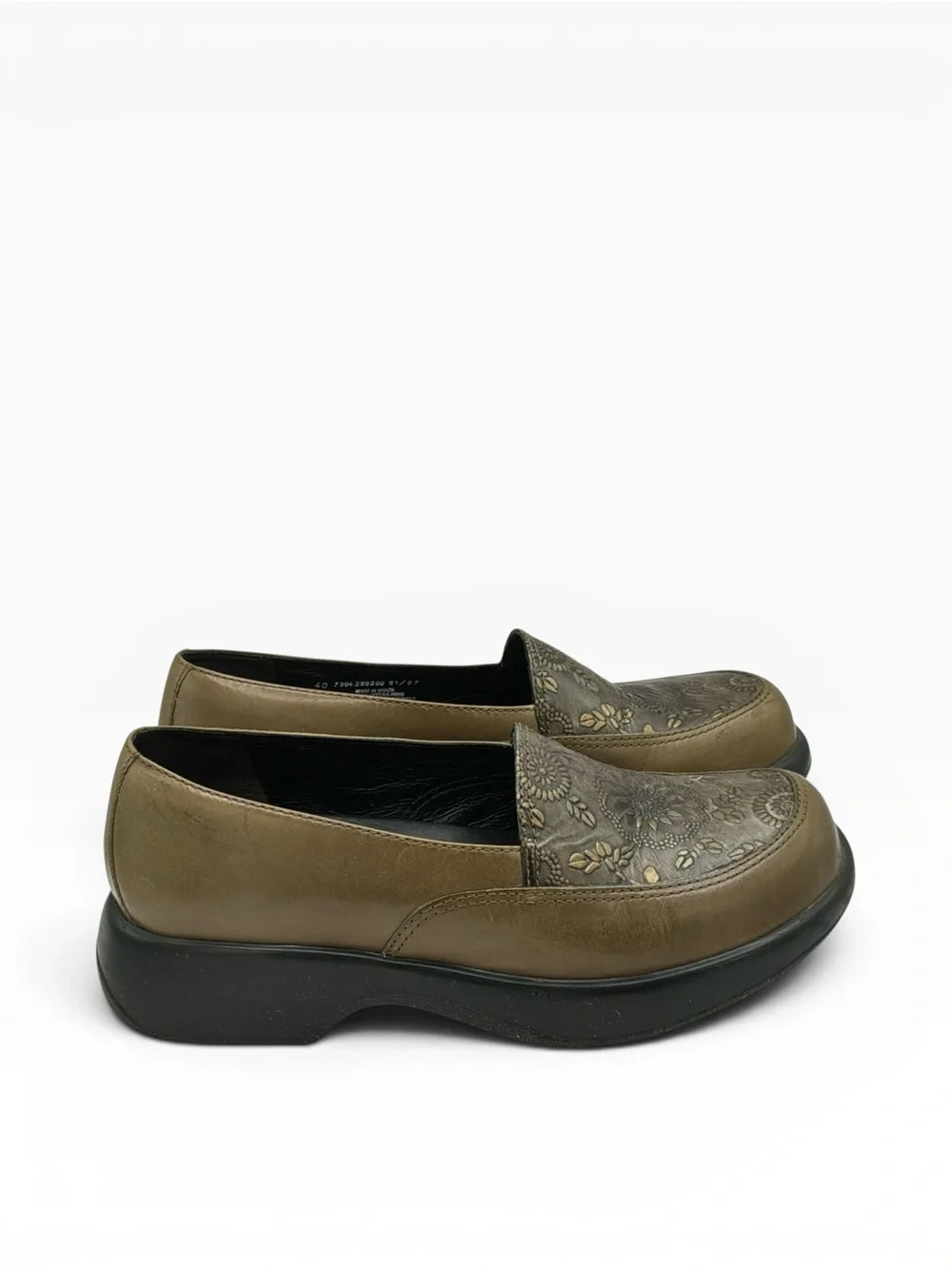 Dansko Olive Floral Embossed Slip-On Loafer.  Please read condition description!